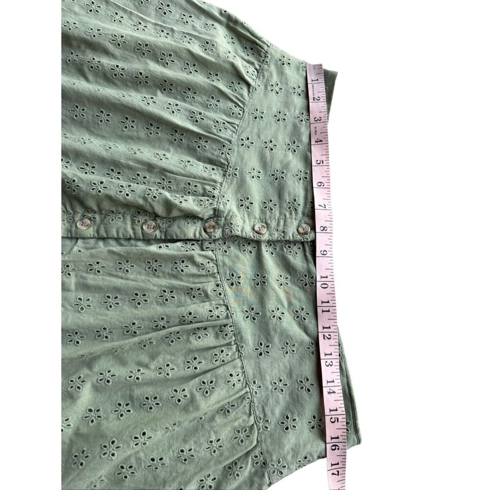 ASOS Design Sage Green Button Front Eyelet Mini Skirt Size 10 - Picture 7 of 8